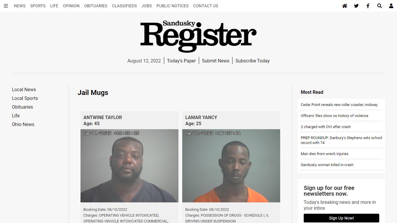 Jail Mugs - Sandusky Register